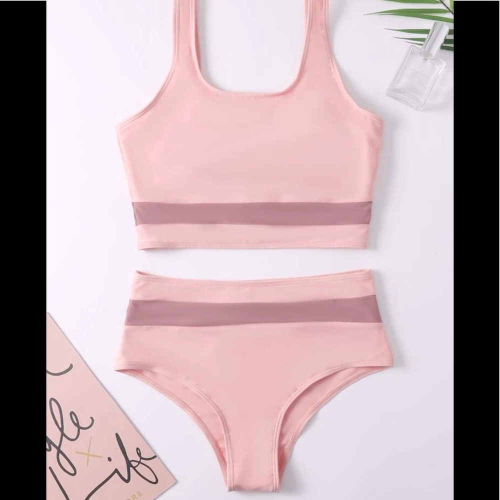 Women’s Contrast Binding High Waist Bikini Swimsuit